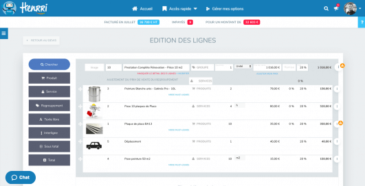 Regroupement d’articles | Henrri, logiciel de facturation