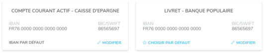 Gestion des coordonnées bancaires - Henrri